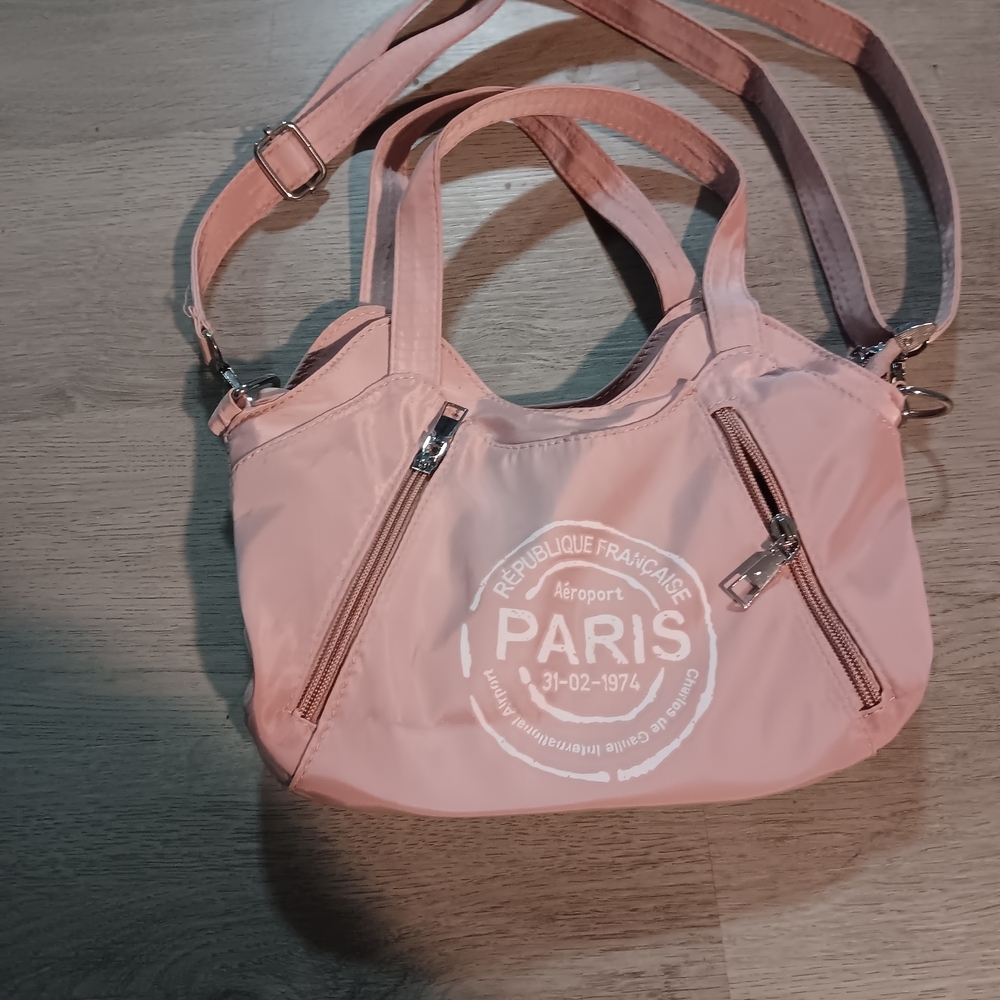 Paris Print Pink Shoulder Bag